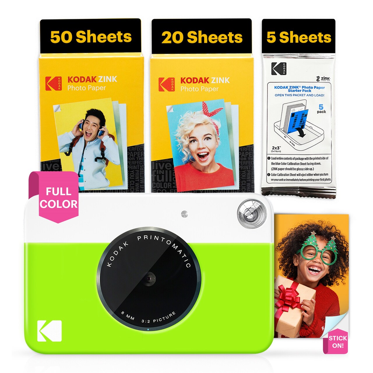 Kodak Printomatic 5MP Instant Print Camera & Zink Photo Paper (75 Sheets) Bundle